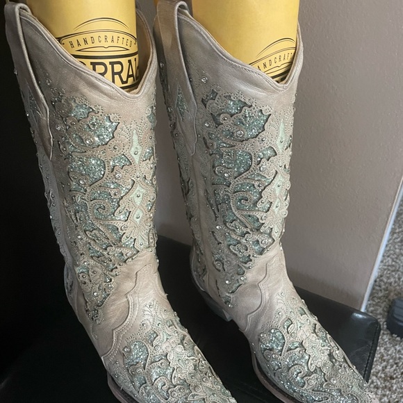 CORRAL WOMEN’S GLITTER INLAY & CRYSTAL BOOTS. SZ 7 NIB $179 - Picture 7 of 9
